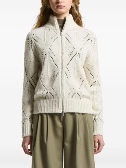 PESERICO diamond-pattern zip-up cardigan
