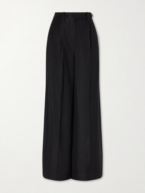 Brunello Cucinelli Pleated woven wide-leg pants Black
