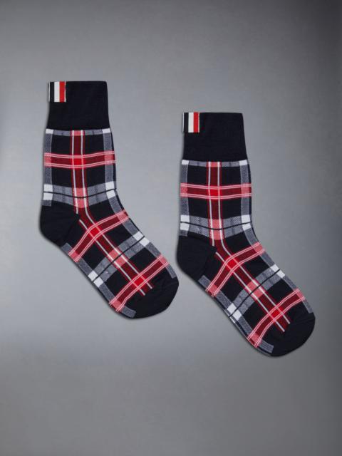 Thom Browne Tartan Wool Jacquard Mid Calf Socks