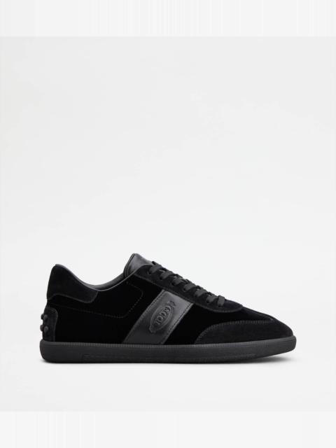 Tod's TOD'S TABS SNEAKERS IN FABRIC AND SUEDE - BLACK
