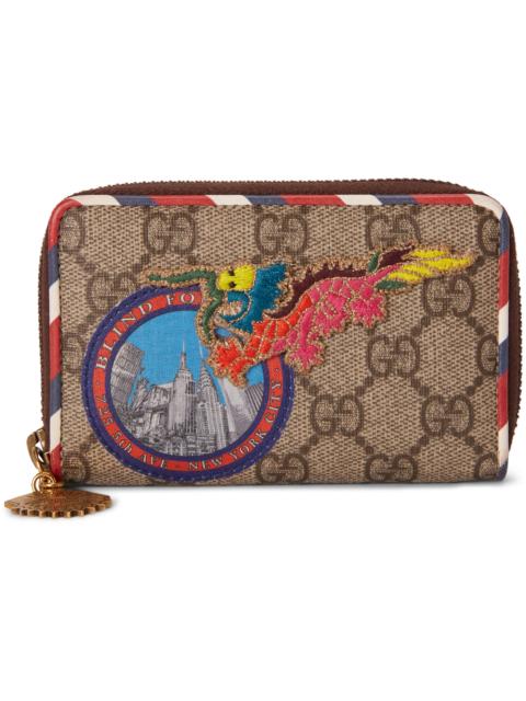 GUCCI Gucci Zip Wallet Courrier Supreme GG Beige