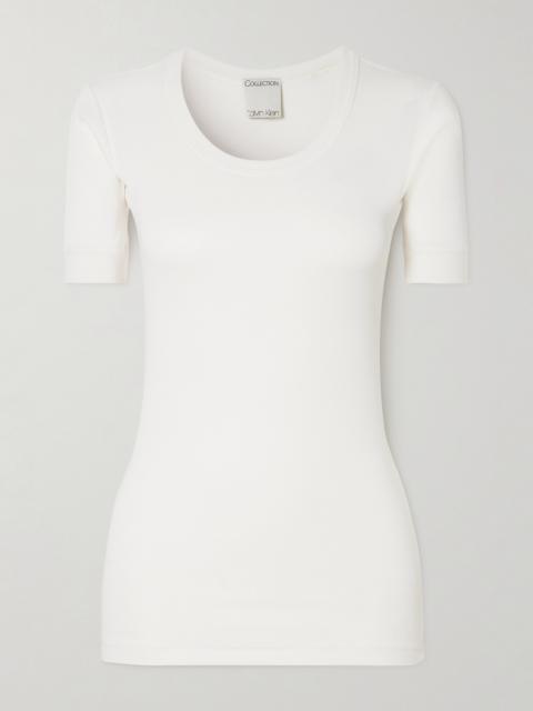 Calvin Klein Collection Aubriella Ribbed Organic Cotton-blend Jersey T-shirt