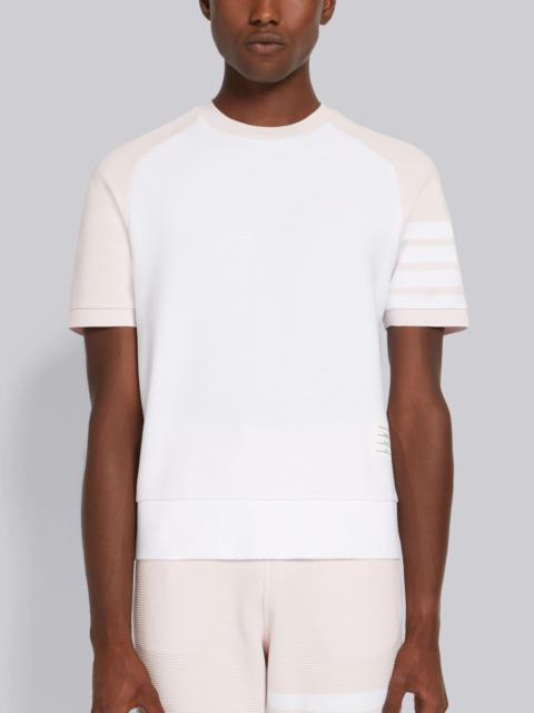 Thom Browne Light Pink Cotton Ottoman Rib 4-Bar Saddle Short Sleeve Sweatshirt