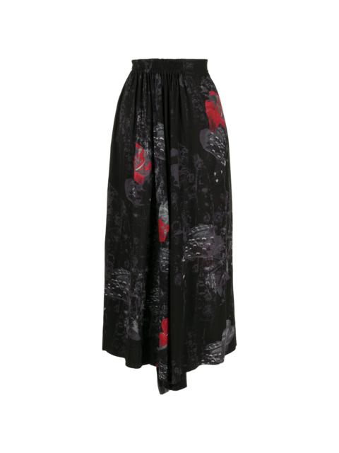 Y's graphic-print flared trousers