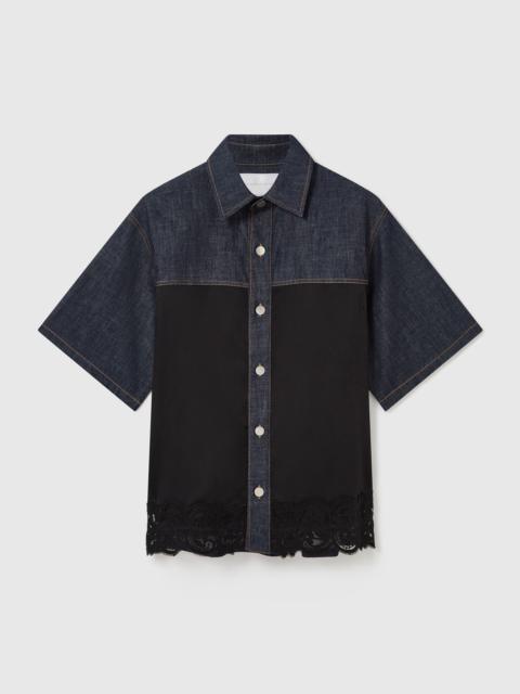 Stella McCartney Satin Panel Short-Sleeve Denim Shirt