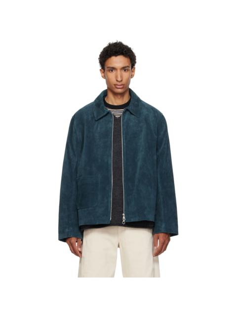 CAWLEY Navy Zip-Up Sandy Suede Jacket
