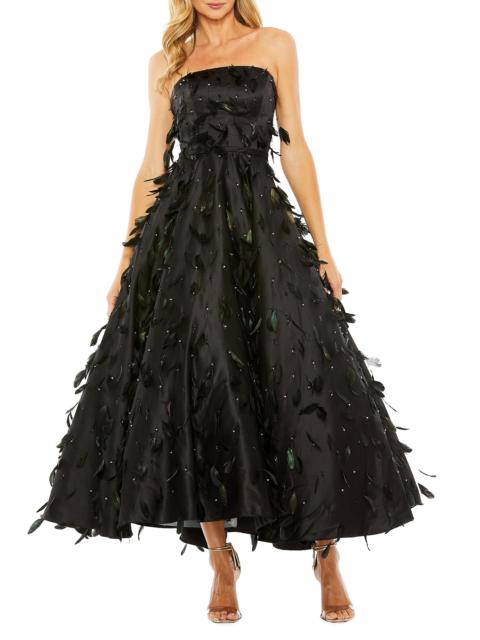 MAC DUGGAL Women's Feather-Embellished Strapless Ball Gown - Black