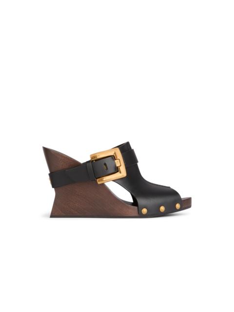 Balmain Anthem Wedge smooth leather mules