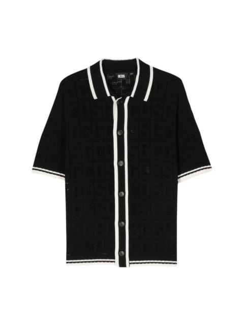 monogram-pattern crochet shirt