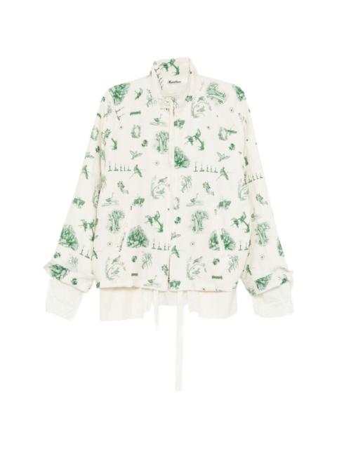 Midorikawa Toile de Jouy-print zip-up shirt jacket