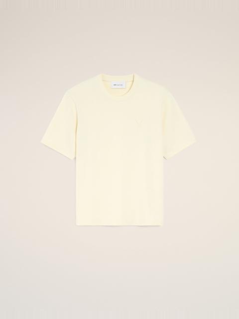 AMI Paris WHITE COTTON T-SHIRT WITH EMBOSSED AMI DE COEUR