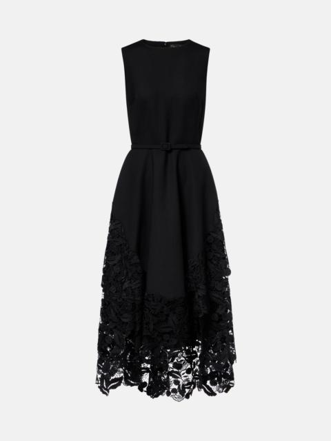 Oscar de la Renta Wool-blend and lace cocktail dress