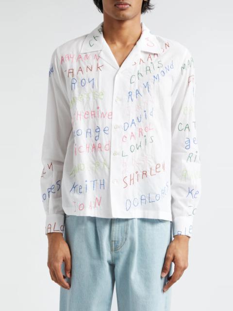 Familial Hall Embroidered Long Sleeve Camp Shirt