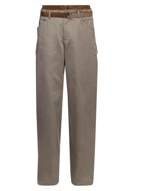 sacai Men's Cotton Chino Nylon Twill Pants - Gray