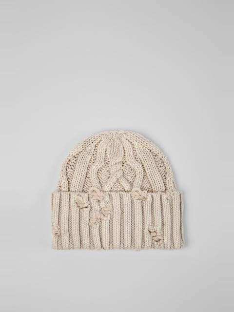 CAMPERLAB DISTRESSED CABLE KNIT BEANIE
