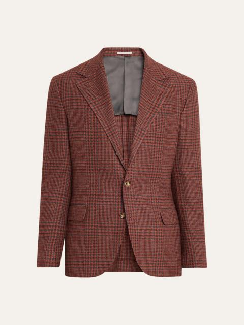 Brunello Cucinelli Men's Cashmere Houndstooth Check Single-Breasted Sport Coat