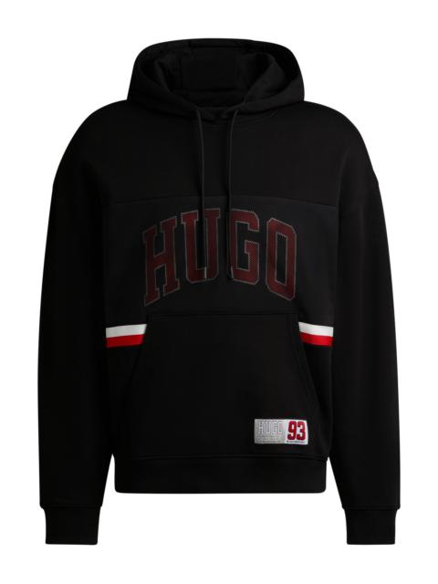 HUGO COTTON-TERRY RELAXED-FIT HOODIE WITH SPORTY LOGO