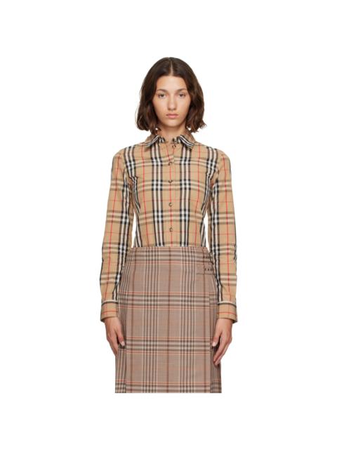 Burberry Beige Check Stretch Cotton Shirt