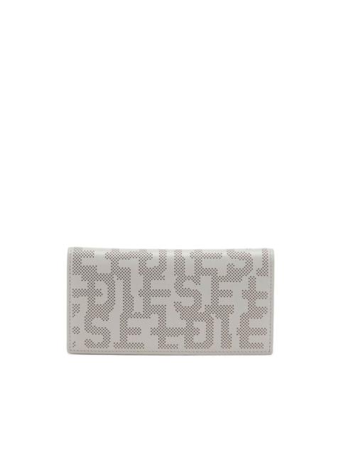 logo-perforated leather wallet