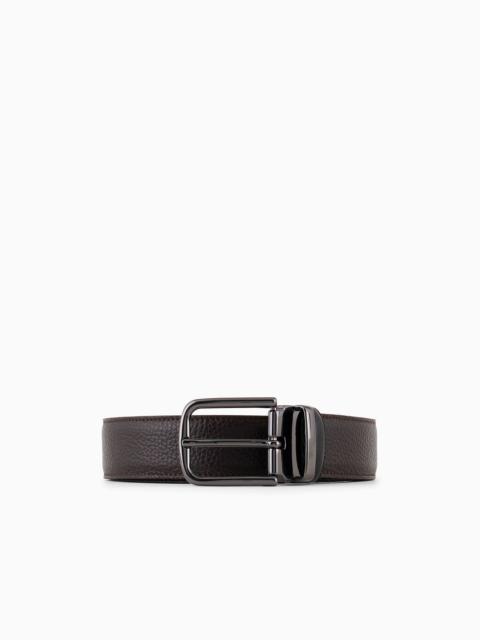 Reversible belt in pebbled leather