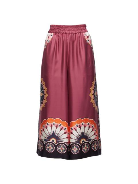 geometric-pattern cropped silk trousers