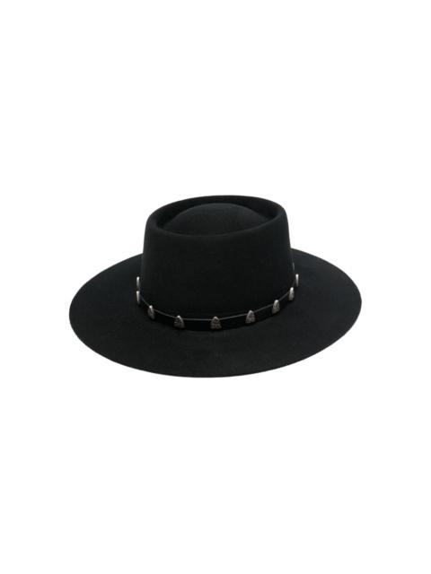 stud-embellished wool boater hat