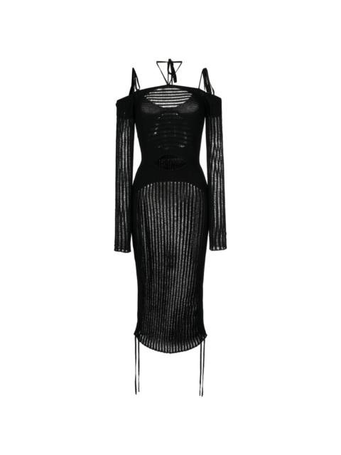 ANDREĀDAMO Black ribbed mini dress with cut out | REVERSIBLE