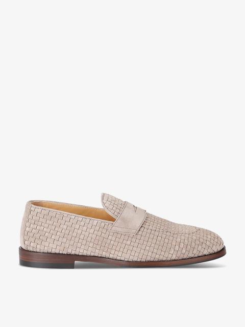Classic woven leather penny loafers