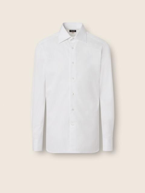 ZEGNA LIGHT BLUE AND WHITE STRUCTURED STRIPED CENTOVENTIMILA COTTON SHIRT