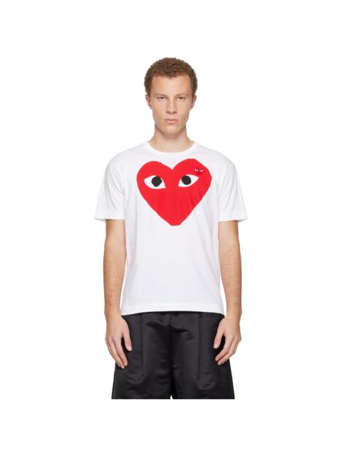 Comme des Garçons PLAY White Large Red Heart & Emblem T-shirt