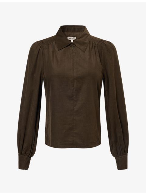 ME+EM Babycord Balloon-Sleeve Cotton-Blend Blouse