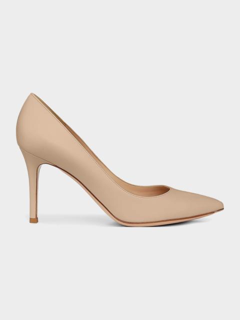 Gianvito Rossi Gianvito 85 Vitello Leather Point-Toe Pumps