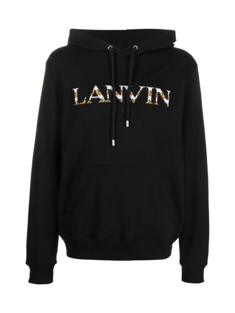 EMBROIDERED-LOGO POUCH-POCKET HOODIE