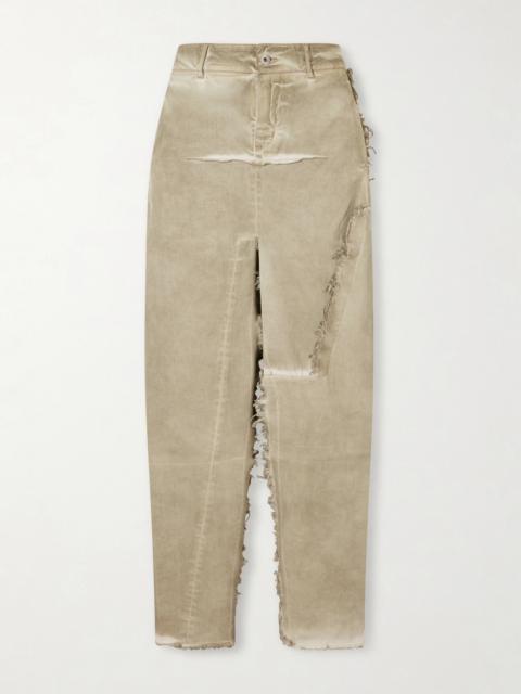 Rick Owens Frayed Denim Midi Skirt
