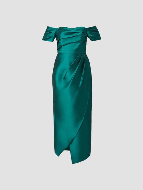Shoshanna Women's Crowley Satin Off-the-Shoulder Cocktail Dress - Emerald