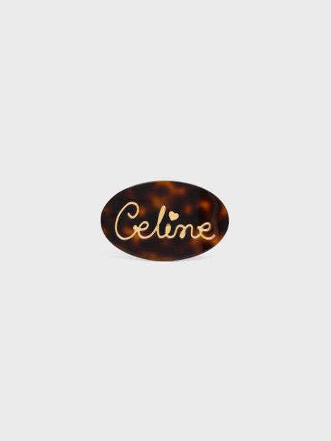 CELINE Celine Hair Accessories Celine Cursive Heart Hair Clip in Brass with Gold Finish and Dark Havana Ace