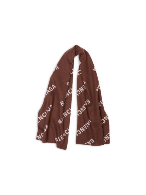 BALENCIAGA Allover Logo Macro Scarf in Brown