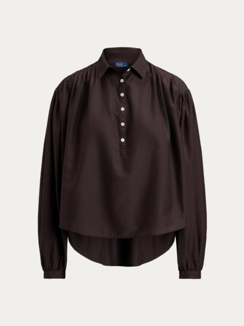 Polo Ralph Lauren Pleated Cotton-Silk Blouse
