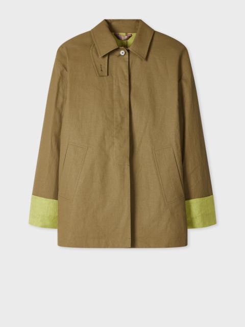 Paul Smith Women's Olive Green Linen Jacket with Contrast Cuffs