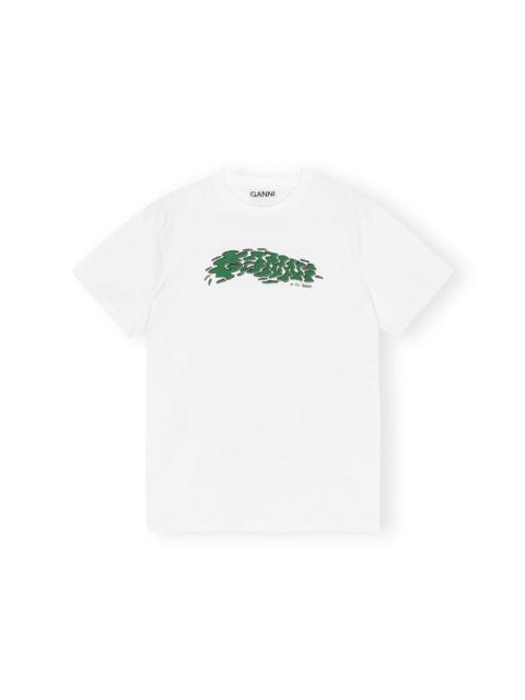 GANNI WHITE FUTURE HEAVY JERSEY RELAXED T-SHIRT