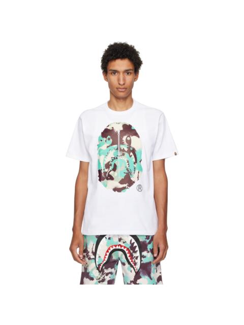 A BATHING APE® White Map Camo Ape Head Shark T-shirt