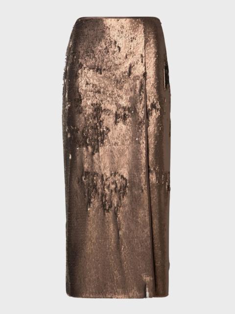 AKRIS Bi-Color Sequin Pencil Skirt