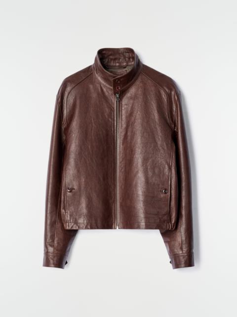 Lemaire LEATHER HARRINGTON BLOUSON IN GLOSSY COW LEATHER