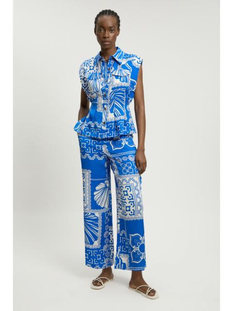 KAREN MILLEN Premium Viscose Linen Printed Woven Straight Leg Trouser