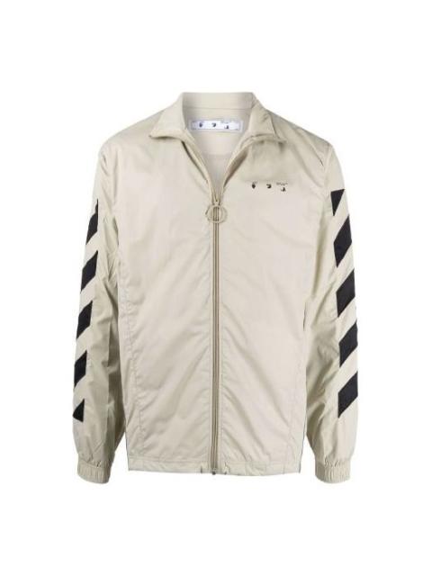 Off-White Men's Off-White SS21 Diagonal Stripes Pattern Printing Jacket Beige OMBD022F21FAB0011710
