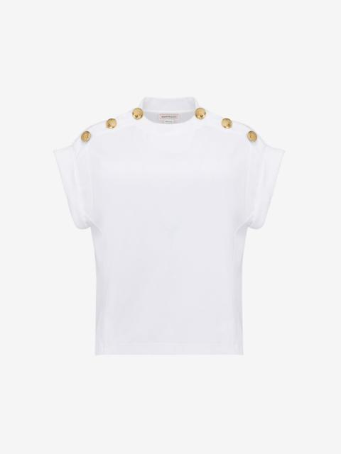 Women's Seal Button T-shirt in White