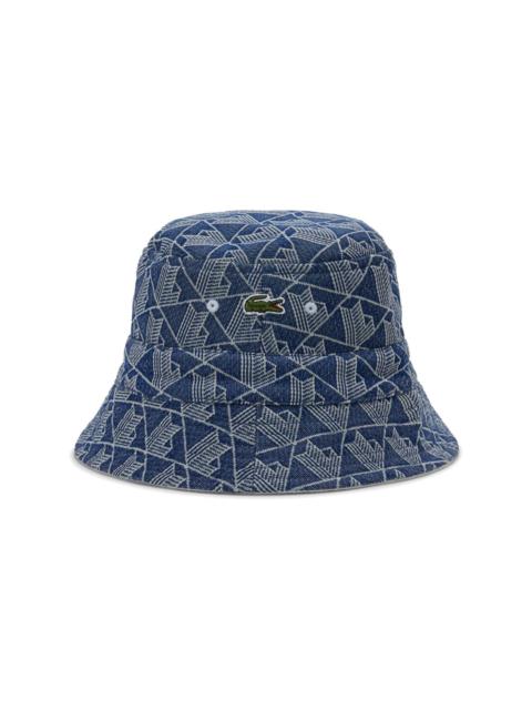 LACOSTE logo-jacquard denim bucket hat