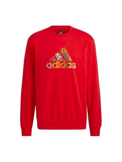 adidas Men's adidas Cny Gfx Crew1 Limited Logo Printing Sports Round Neck Pullover Red HI3289