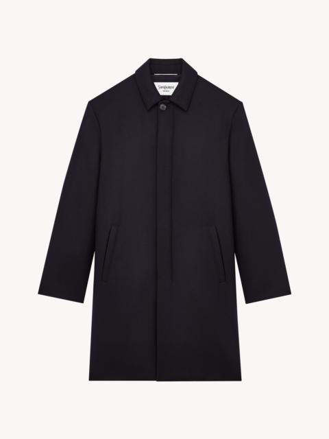 SAINT LAURENT DOWN CAR COAT IN BRUSHED WOOL FLANNEL