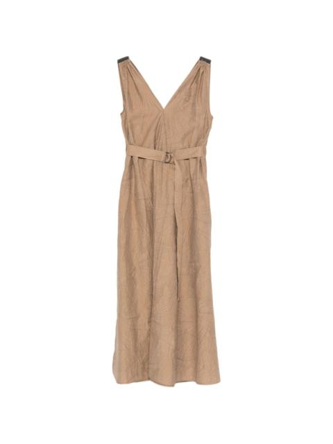 Brunello Cucinelli V-neck belted midi dress